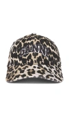 Ganni Leopard Print Canvas Baseball Cap