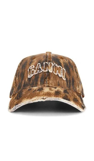 Ganni Washed Cotton Print Canvas Cap In Multi