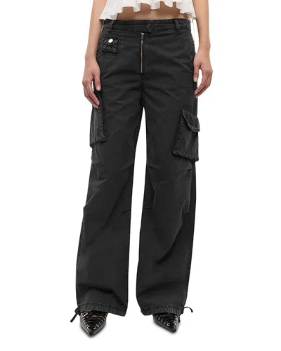 GANNI WASHED COTTON TWILL PANTS