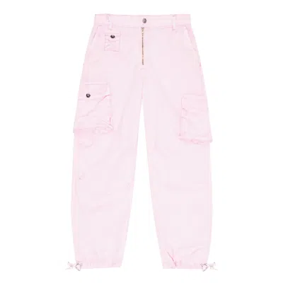 Ganni Washed Cotton Twill Pants In Pink