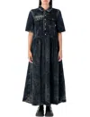 Ganni Washed Denim Maxi Dress In Black