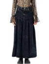 Ganni Long Denim Skirt Featuring Pockets In Blue