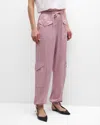 Ganni Washed Satin Drawstring Pants In Bleached Mauve
