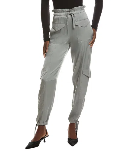 Ganni Washed Satin Pant In Gray