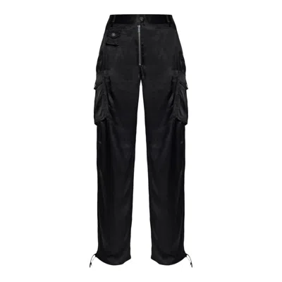 Ganni Washed Satin Pants In Black