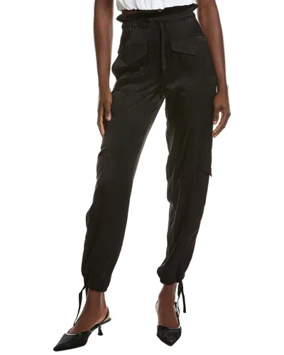 Ganni Washed Satin Pocket Pant In Black