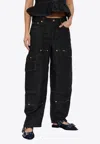 Ganni Fluffy Denim Carpenter Jeans In Black