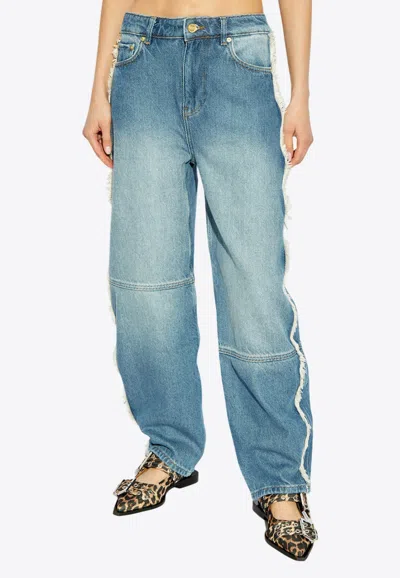 Ganni Washed Straight-leg Jeans In Blue