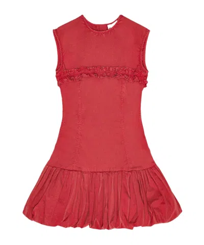 Ganni Washed Stretch Cotton Corset Mini Dress In Racing Red