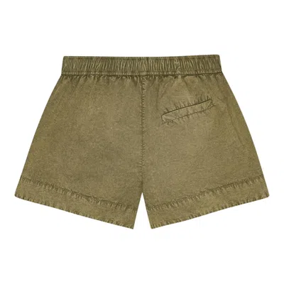 Ganni Washed Stretch Cotton Elasticated Shorts In Green