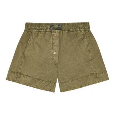 Ganni Washed Stretch Cotton Elasticated Shorts In Green