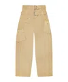 Ganni Washed Stretch Cotton Pocket Trousers In Brown