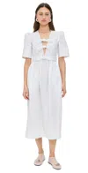Ganni Knotted Midi Dress In Bright White