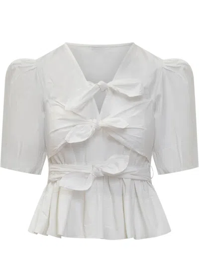 GANNI GANNI WASHED TIE BLOUSE