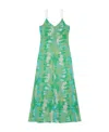 Ganni Stretch Satin Maxi Slip Dress In Green
