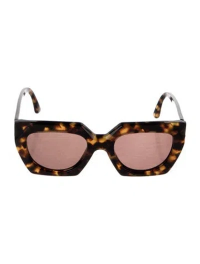 Pre-owned Ganni Wayfarer Tinted Sunglasses In Brown