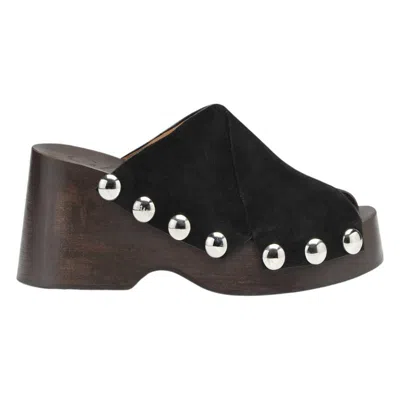 Ganni Wedge Clogs In Black