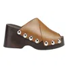 Ganni Wedge Clogs In Tiger Eye In Multi