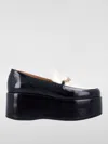 Ganni Bicolor Patent Platform Loafers With 7 Cm Heel In Schwarz