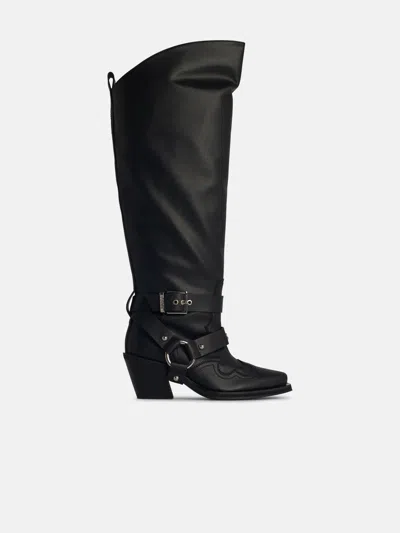 Ganni 'western' Black Recycled Leather Blend Boots