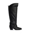 Ganni Black High Shaft Embroidered Western Tall Boots In Black