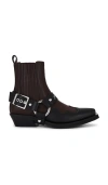 Ganni Chelsea Western Boots In Black & Chocolate Fondant