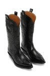 Ganni Embroidered Western Boots Women In Black/black
