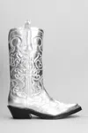 Ganni Recycled Metallic Embroidered Western Boots In Silver