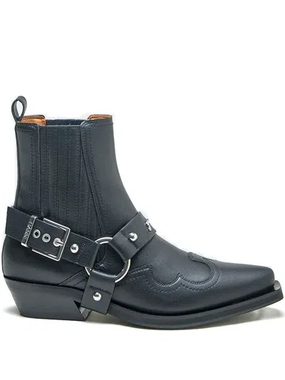 Ganni Cowboystiefel Mit Western-schnalle In Blue