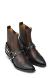 Ganni Brown And Black Texan Chelsea Ankle Boot In Black/chocolate Fondant