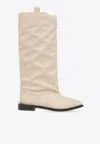 Ganni Slouchy Knee-high Boots In Cream