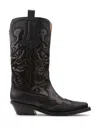 Ganni Embroidered Western Boots Women In Brown