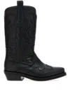 Ganni Embroidered Western Boots Women In Black