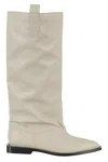 Ganni Beige Western Loose Flat Tubular Boots
