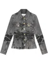 Ganni Womens Washed Flared Stretch-denim Blend Jacket Black Washed In Schwarz