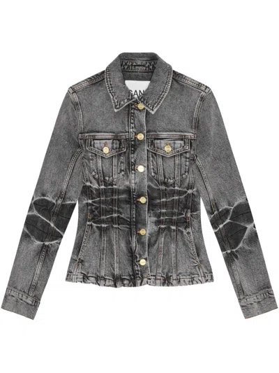 GANNI WHISKERING-EFFECT DENIM JACKET