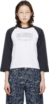 Ganni Baseball Graphic Raglan Crew Neck T-shirt In Multi