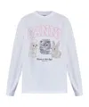 Ganni Oversized Printed Organic And Recycled Cotton-jersey Sweatshirt In Neutral