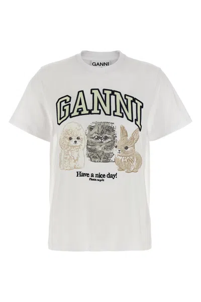 GANNI 'WHITE ANIMAL PRINT' T-SHIRT