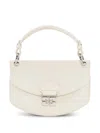 Ganni Structured White Leather Handbag With Braided Handle In White