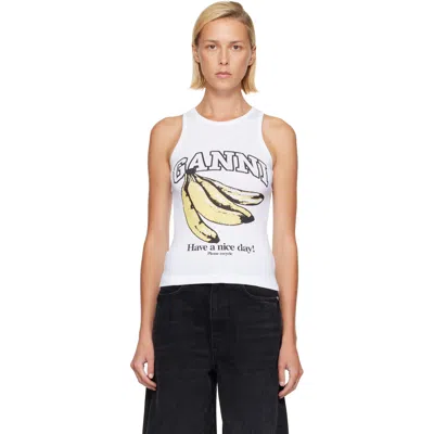 Ganni White Banana Tank Top In 151 Bright White