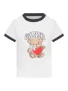 GANNI WHITE BASIC JERSEY BEAR T-SHIRT