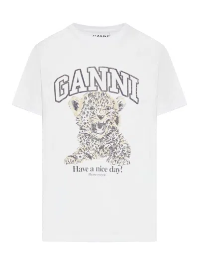 GANNI JERSEY T-SHIRT WITH PRINT