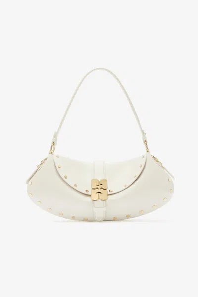 Ganni White B-kat Bag Studs In