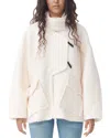 Ganni Boucle Wool-blend Drop Shoulder Jacket In Egret