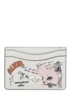 Ganni White Card Holder With Graphic Print On The Front In Leather Blend Woman In Neutral