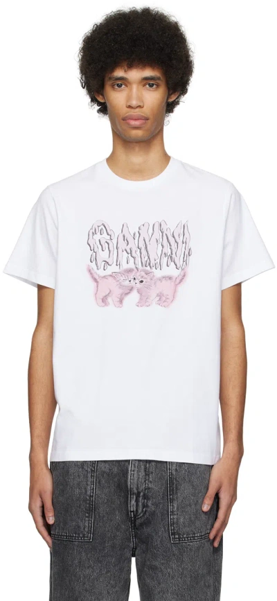 Ganni White Cats T-shirt