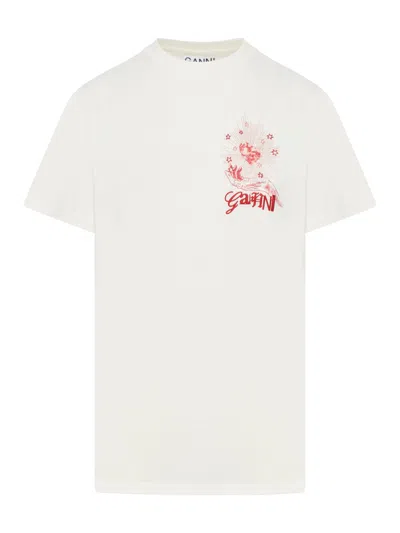 Ganni White Celestial Poster Relaxed T-shirt