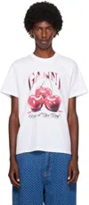 GANNI WHITE CHERRY RELAXED T-SHIRT