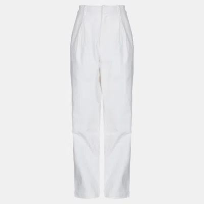 Pre-owned Ganni White Corduroy Trousers Size 42